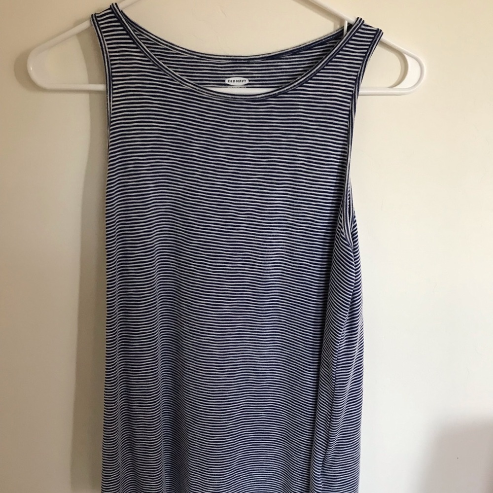 Blue and White Striped Tank Top